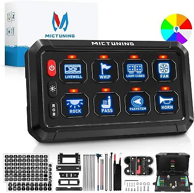 MICTUNING RGB 8 Gang Switch Panel LED Light Circuit Control Marine Boat 12-24v • $95.99