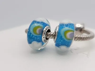 Authentic Pandora Blue Rainbow Clouds Murano Glass Charms • $26.99