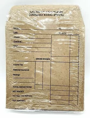 Wage Packet Payslip Brown Envelopes Printed  Office 100 X 110mm • £3.99