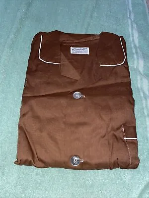 Slumberite Brown  Permanent Press Long Sleeve Pajamas Vintage New Free Shipping • $28.87