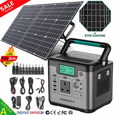 1000W/500W/150W Power Station Solar Generator With 100W Foldable Solar Panel • £369.99