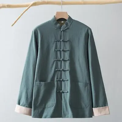 Mens Winter Tang Suit Cotton-padded Coat Elderly Fleece Overcoat Chinese Retro  • $65.36