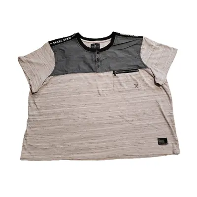 Marc Ecko Henley T-Shirt Men's 3X Gray Cut & Sew Preppy Y2K Zippered Pocket • $9.97