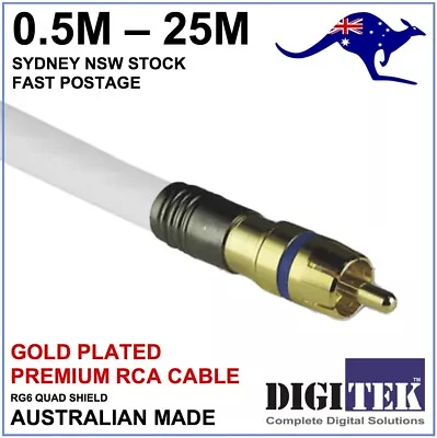 0.5m - 25m Premium Coaxial Coax Digital RCA Cable Gold Plated S/PDIF Subwoofer  • $11.95