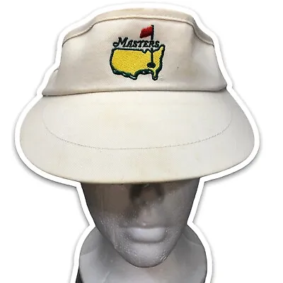 $19 • Buy Vtg AMERICAN NEEDLE MASTERS Visor Hat WHITE GOLF ADJUSTABLE Gold PGA Augusta