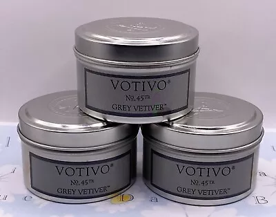 Votivo No 45 Grey Vetiver Aromatic Travel Tin Candle 4 Oz Each Lot Of 3 • $39.99