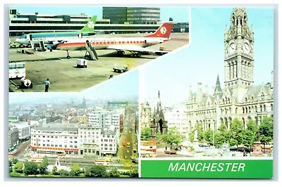 Postcard Manchester Airport Albert Square Piccadilly • £2