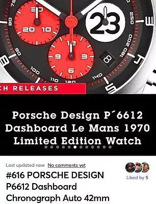 #616 Porsche Design P’6612 Dashboard Le Mans 1970 Watch A Rare Find • $17950