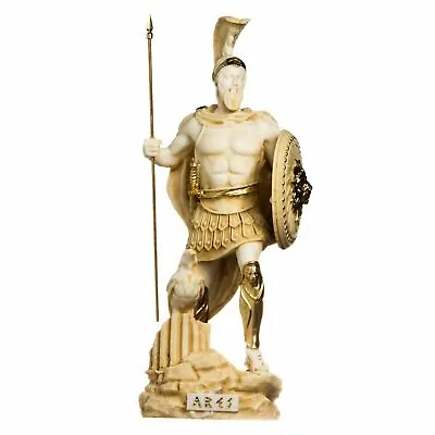 Ares Mars God Of War Zeus Son Roman Statue Alabaster Gold Tone 14.56inch • $101.90