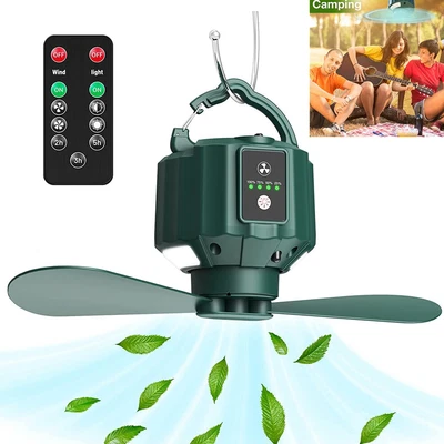$30.90 • Buy USB Mini Camping Fan Ceiling Tent Fan LED Light Outdoor Tent Fan With Hook  Hot