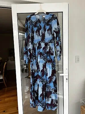 $72 • Buy Zimmermann Lovers! David Jones Blue Burgundy Cotton Maxi Dress 16 - Worn Once