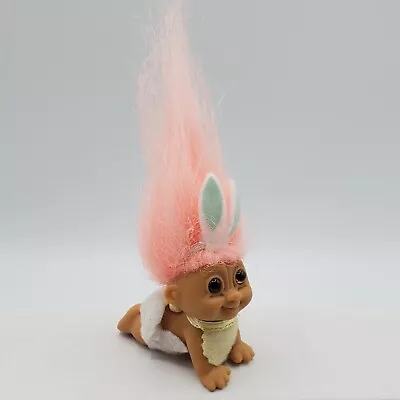 Vtg Russ Crawling Baby Troll Doll Figure Easter Bunny Ears Pink Hair 90s - 2  Da • $13