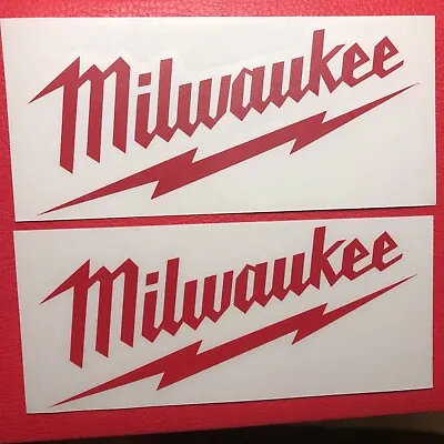 2x Milwaukee Power Tools Decals Stickers Set Toolbox Helmet Logo Red Black White • $9.99