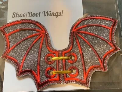 NEW 1 Pair GLITTER Black Gray Red   Vinyl  SHOE Boot Skate BAT Wings  USA Made • $10