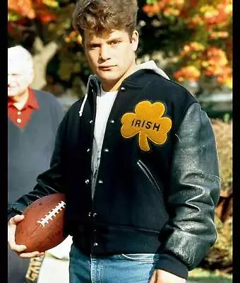 University Of Notre Dame Rudy Irish Wool & REAL Cow Leather Sleeves Jacket • $79.99