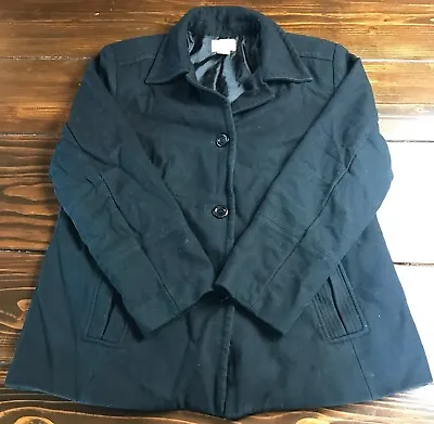 Merona Jacket Women's Size XL Black Coat Shoulder Pads Wool Blend • $24.99