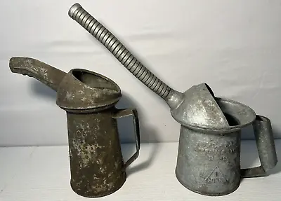 Vintage Galvanized Metal Oil Can Pour Spout Lot Of 2 • $19.99