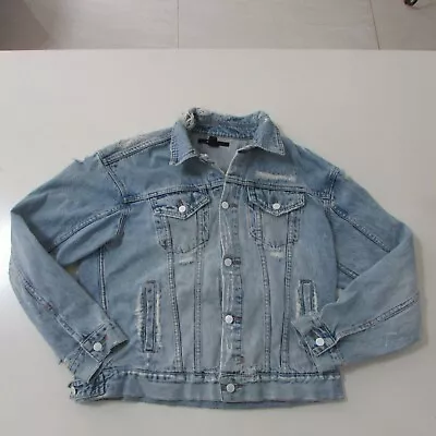 Ksubi Jacket Womens Size Extra Small Over Sized Denim Blue Ripped Havoc Street • $64.95