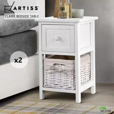 Artiss Bedside Tables Drawers Side Table Storage Cabinet Nightstand Bedroom X2 • $64.80