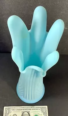Fenton 14” Vase Blue Satin Glass Swing • $18.50