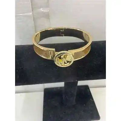 Michael Kors Gold Tone Logo Brown Enamel Bangle Bracelet - Fashion Jewelry • $27