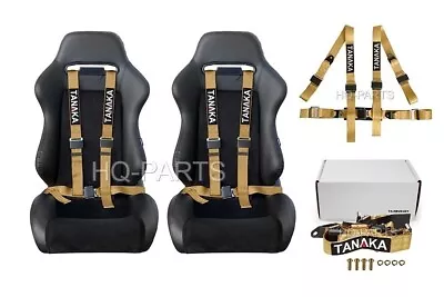 2x Tanaka Universal Dark Gold 4 Point Ez Release Buckle Racing Seat Belt Harness • $82.99