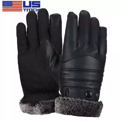 Mens Warm Winter Gloves Dress Motorcyle Cold Weather GloveThermal Lining Leather • $10.69