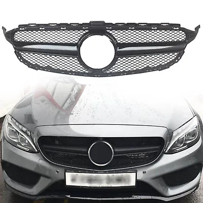 Black Front Bumper Grille C63 AMG Style For Mercedes Benz W205 C200 C250 2015-18 • $205