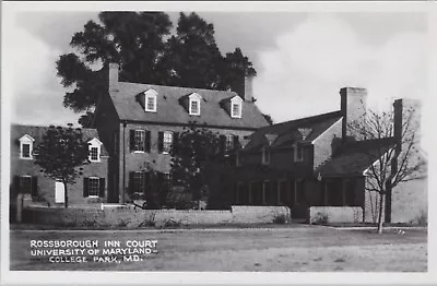 College Park MD: RPPC Rossborough Inn Court UMD Vtg Real Photo Postcard • $16.79