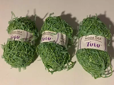 3 MODA-DEA Tutu Skeins Yarn - Pear Green Same Dye Lot - CROCHET - FREE SHIPPING • $16.88