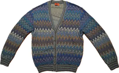 Missoni Men's Multicolor ZigZag Chevron Wool Cardigan Sweater • $249.99