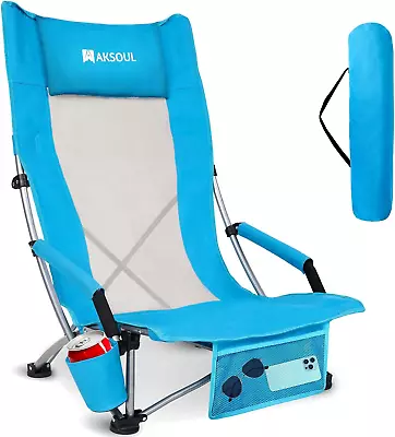 Folding Beach Chair For Adults: Low/High Back Chairs With Carry Bag - Extra Wide • $102.82