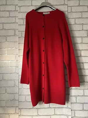 Vintage Jaeger 100 % Wool Red Long Cardigan VGC • £21.99