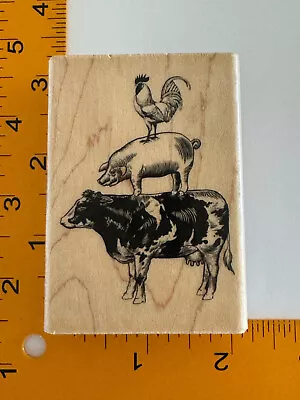 Rooster Pig Cow Stack Rubber Stamp By Stampabilities • $6.79