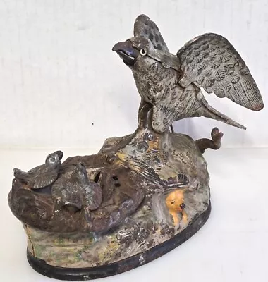  Original Cast Iron Mechanical Bank EAGLE AND EAGLETS J & E Stevens Circa 1880s • $589.95