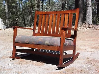 Vintage Mission Style Double Rocking Chair Arts & Crafts Slatback Settee Rocker • $877.50