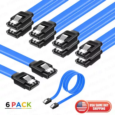 6pack SATA Cable III 6Gbps Straight HDD SDD Data Cable With Locking Latch 15 In • $9.99