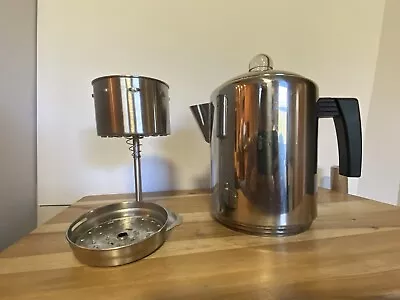 VTG Copco 4-8 Cup Stovetop/Camping Stainless Steel Coffee Pot Percolator ~ VGUC • $21.99