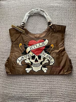 Ed Hardy Love Kills Slowly Bronze Tote Bag Brand New 2010 Edition • $40