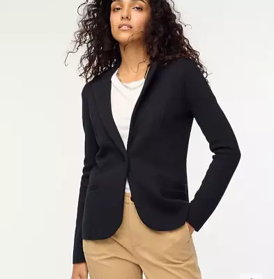 J Crew Medium Schoolboy Sweater Blazer Jacket Black One Button Cotton NWT • $49.99