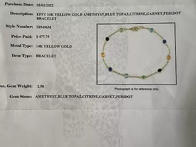Effy Mosaic 14K Yellow Gold Multi Gemstone Bracelet 2.5 TCW • $150