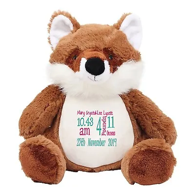 Large Fox Personalised Soft Plush Teddy Embroidered & Your Name 40cm • £24.95