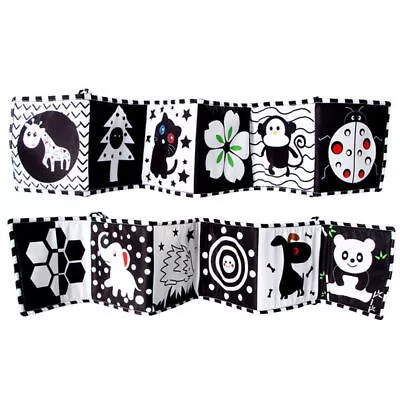 Black And White High Contrast Toys Newborn Baby Sensory Cloth Book Foldable AU- • $15.69