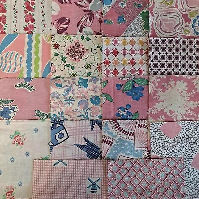 18 Different Antique/Vintage Feed Sack/Flour Sacks 5  Squares-PINK-5 • $12.50