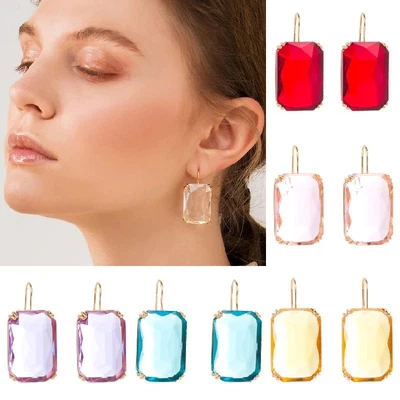 $2.22 • Buy Women Geometric Crystal Earrings Hook Stud Wedding Party Fashion Jewelry Gift