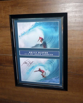 $75 • Buy Kelly Slater ASP World Champion Surfing Photo Signed Framed  Black/Chrome Frame