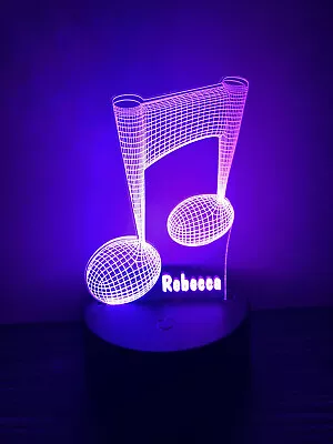 Personalised Multi Coloured Music Note LED Night Light Bedroom Sign - Any Name • £19.99