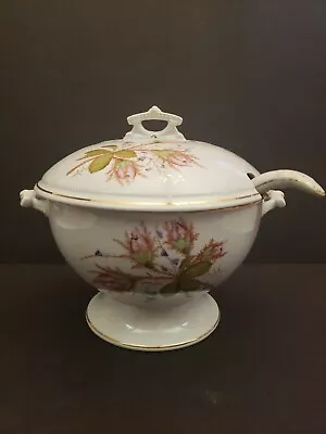 £108.73 • Buy Covered Soup Tureen Bowl Lid MOSS ROSE 1800's T Stone China Antique Transferware