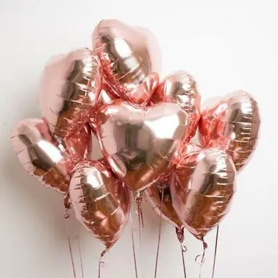 6x 18  Rose Gold Foil Heart Shaped Balloons Birthday Decor Mylar Wedding Party • $2.86