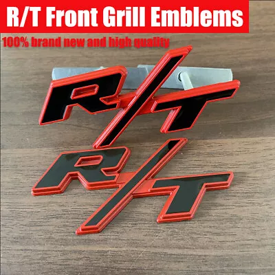 New 2X OEM For RT Front Grill Emblems R/T Badge Trunk Rear Red Black Car Decals • $16.88